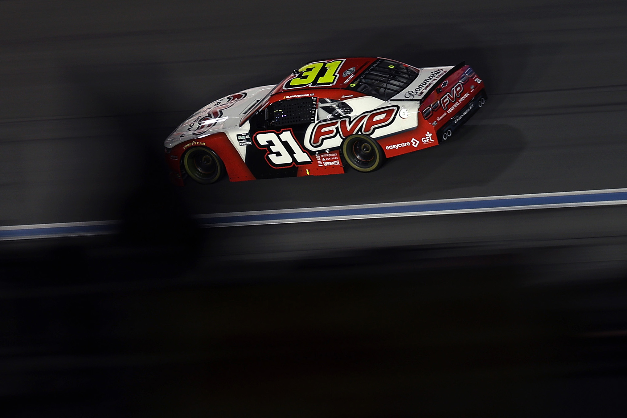 CONCORD, NORTH CAROLINA - OCTOBER 11: Blaine Perkins, driver of the #31 FVP Verified Proven Chevrolet, drives during the NASCAR O'Reilly Auto Parts Series Blue Cross NC 300 at Charlotte Motor Speedway on October 11, 2026 in Concord, North Carolina. (Photo by David Jensen/Getty Images) | Getty Images