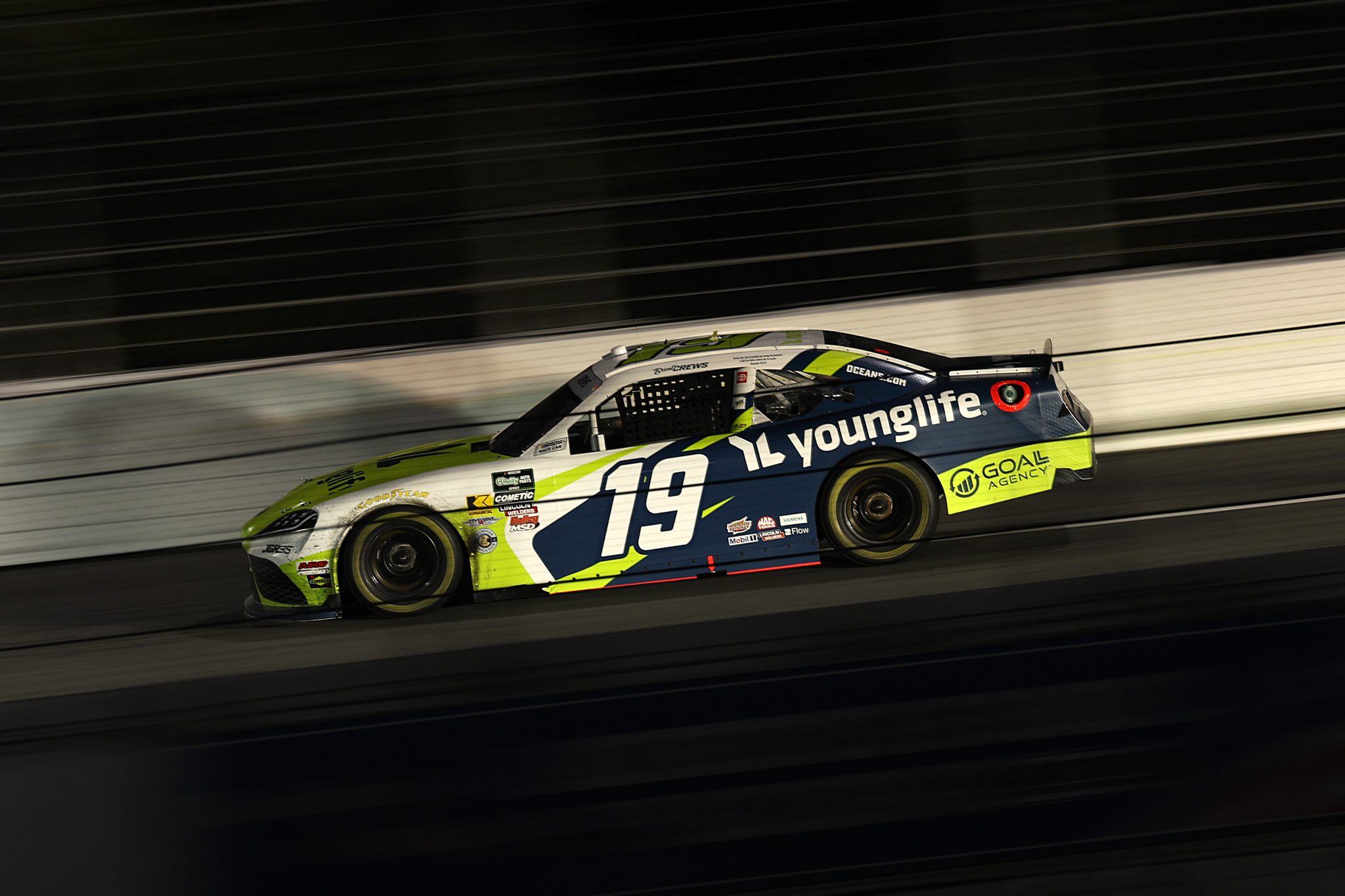 CONCORD, NORTH CAROLINA - OCTOBER 11: Brent Crews, driver of the #19 YoungLife Toyota, drives during the NASCAR O'Reilly Auto Parts Series Blue Cross NC 300 at Charlotte Motor Speedway on October 11, 2026 in Concord, North Carolina. (Photo by David Jensen/Getty Images) | Getty Images