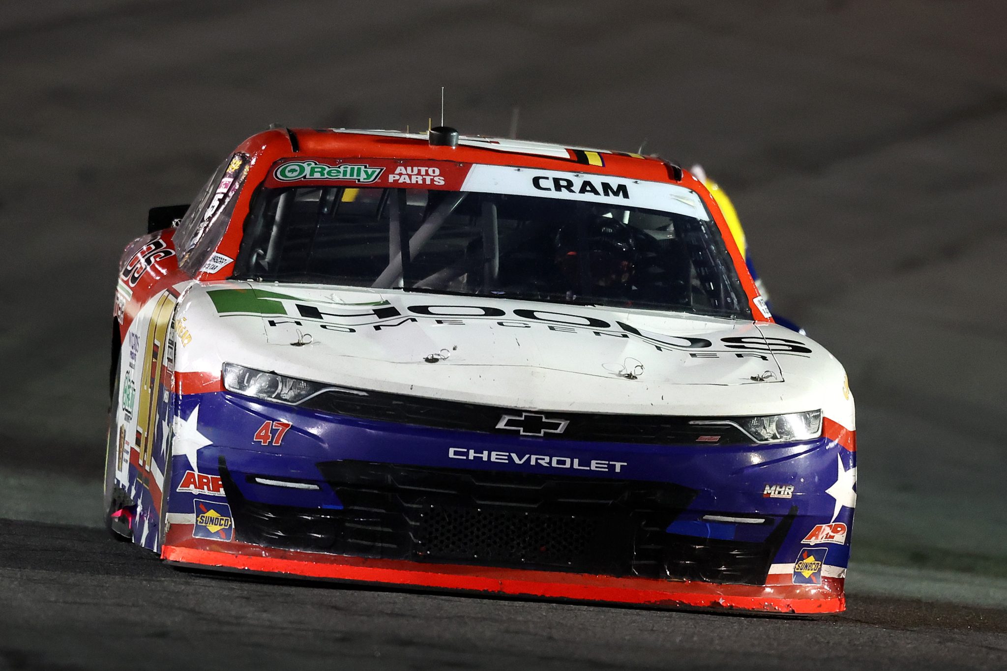 CONCORD, NORTH CAROLINA - OCTOBER 11: Dawson Cram, driver of the #47 Hoods Home Center Chevrolet, drives during the NASCAR O'Reilly Auto Parts Series Blue Cross NC 300 at Charlotte Motor Speedway on October 11, 2026 in Concord, North Carolina. (Photo by David Jensen/Getty Images) | Getty Images