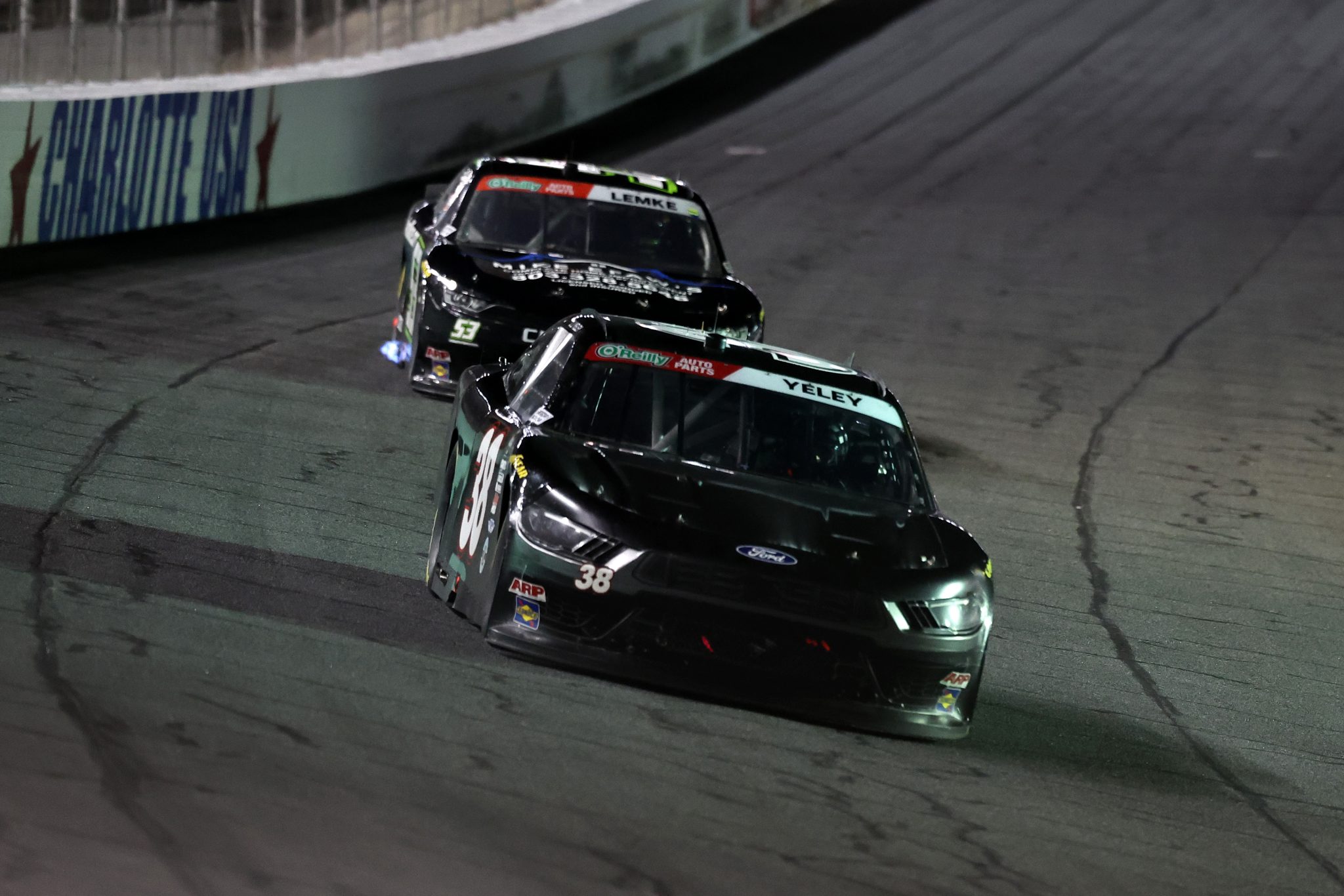 CONCORD, NORTH CAROLINA - OCTOBER 11: JJ Yeley, driver of the #38 RSS Racing Ford, drives during the NASCAR O'Reilly Auto Parts Series Blue Cross NC 300 at Charlotte Motor Speedway on October 11, 2026 in Concord, North Carolina. (Photo by David Jensen/Getty Images) | Getty Images