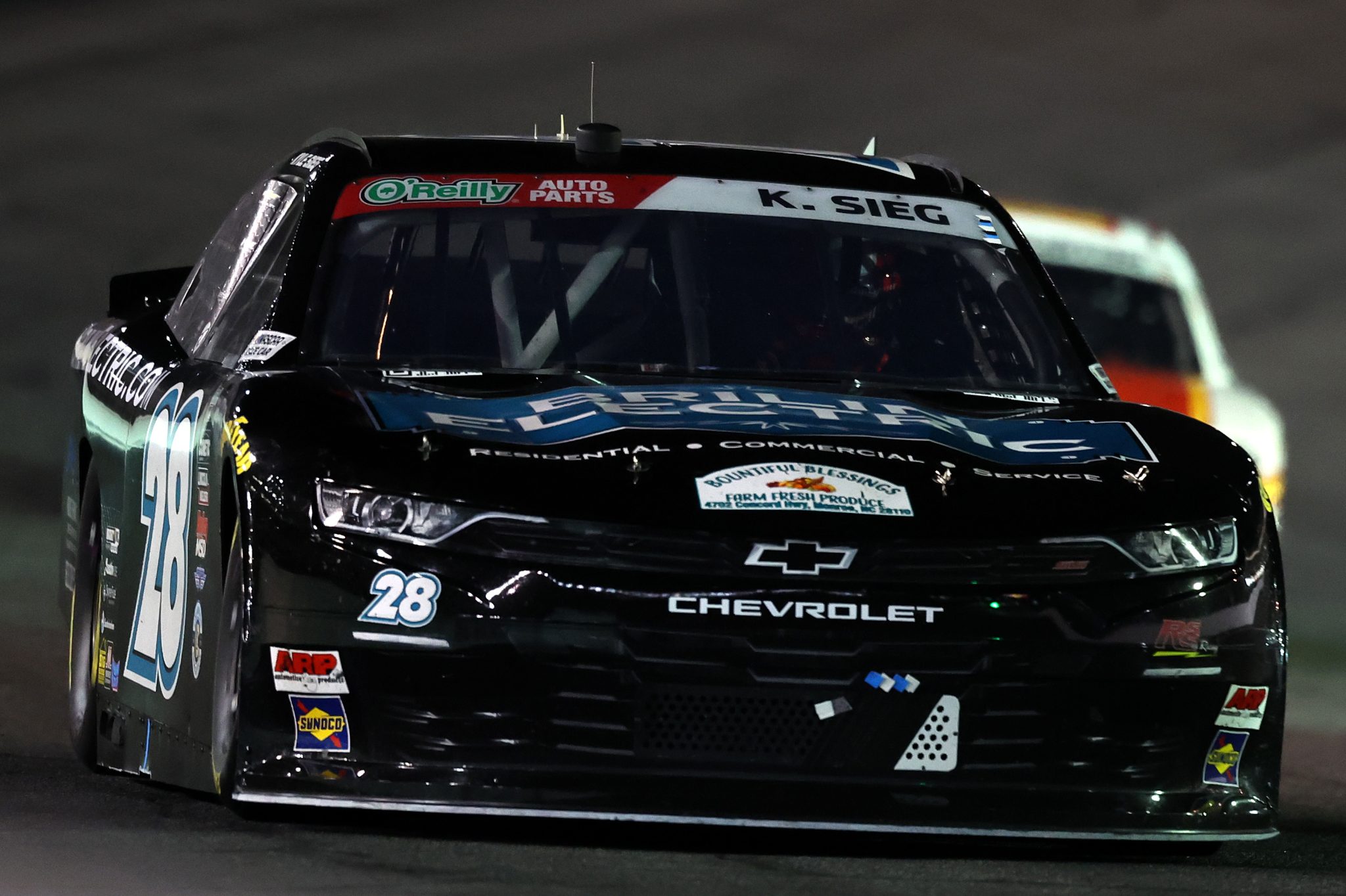 CONCORD, NORTH CAROLINA - OCTOBER 11: Kyle Sieg, driver of the #28 Brilin Electric Chevrolet, drives during the NASCAR O'Reilly Auto Parts Series Blue Cross NC 300 at Charlotte Motor Speedway on October 11, 2026 in Concord, North Carolina. (Photo by David Jensen/Getty Images) | Getty Images
