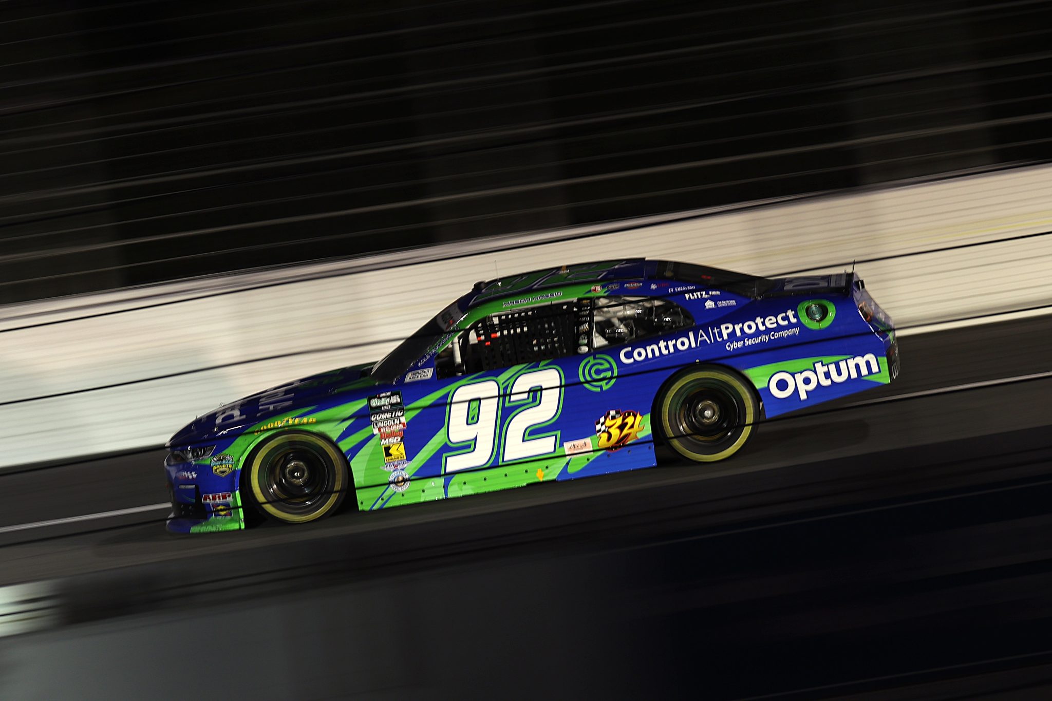 CONCORD, NORTH CAROLINA - OCTOBER 11: Mason Maggio, driver of the #92 ControlAltProtect Chevrolet, drives during the NASCAR O'Reilly Auto Parts Series Blue Cross NC 300 at Charlotte Motor Speedway on October 11, 2026 in Concord, North Carolina. (Photo by David Jensen/Getty Images) | Getty Images