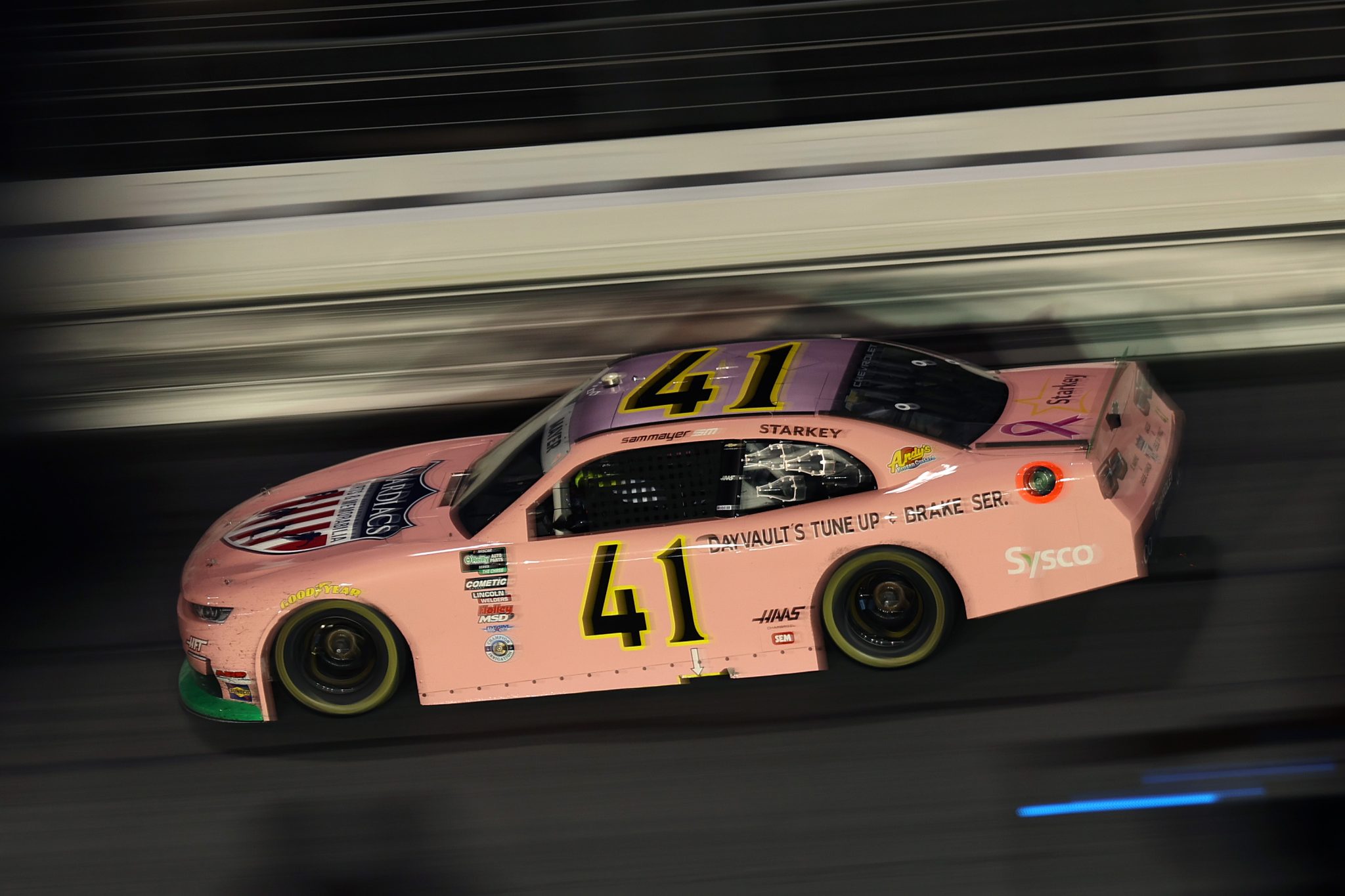 CONCORD, NORTH CAROLINA - OCTOBER 11: Sam Mayer, driver of the #41 CARDIACS Sports & Memorabilia Chevrolet, drives during the NASCAR O'Reilly Auto Parts Series Blue Cross NC 300 at Charlotte Motor Speedway on October 11, 2026 in Concord, North Carolina. (Photo by David Jensen/Getty Images) | Getty Images