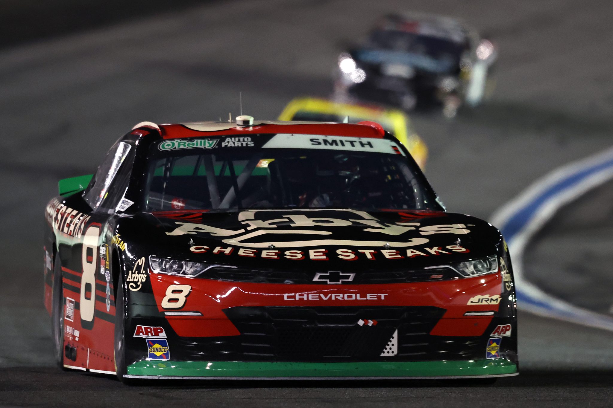 CONCORD, NORTH CAROLINA - OCTOBER 11: Sammy Smith, driver of the #8 Arby's Cheesesteak Chevrolet, drives during the NASCAR O'Reilly Auto Parts Series Blue Cross NC 300 at Charlotte Motor Speedway on October 11, 2026 in Concord, North Carolina. (Photo by David Jensen/Getty Images) | Getty Images