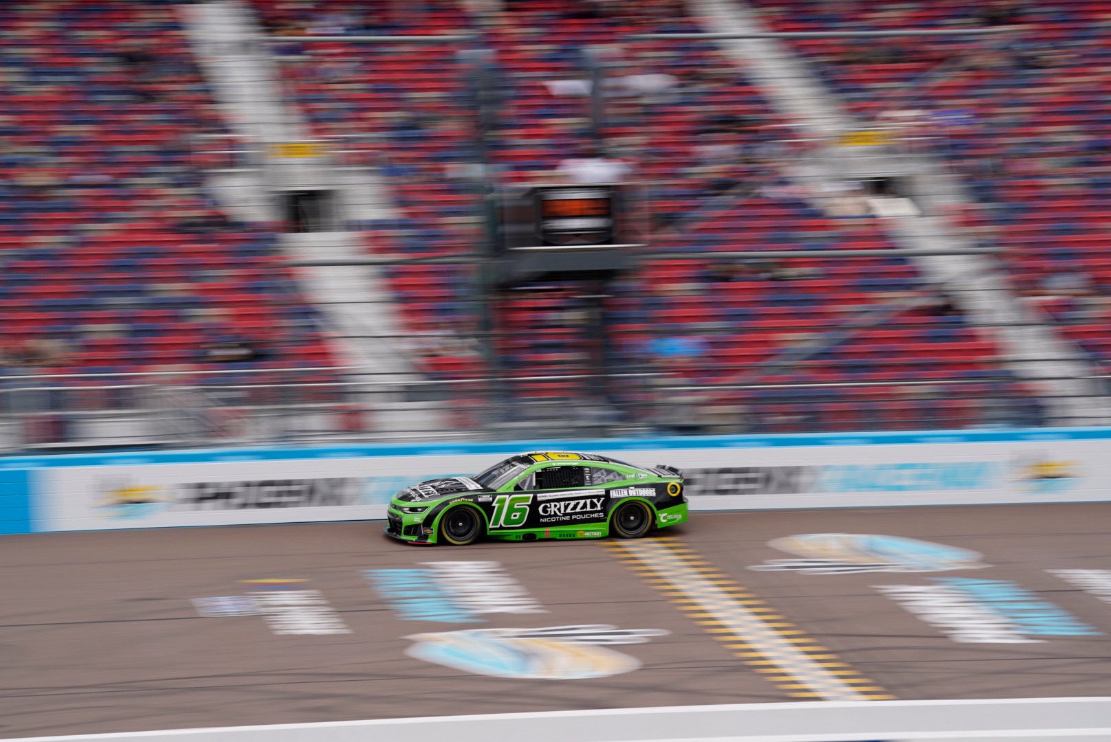 AVONDALE, ARIZONA - OCTOBER 17: AJ Allmendinger, driver of the #16 Grizzly Nicotine Pouches Chevrolet, drives during practice for the NASCAR Cup Series Freeway Insurance 500 at Phoenix Raceway on October 17, 2026 in Avondale, Arizona. (Photo from Kaulig Racing)