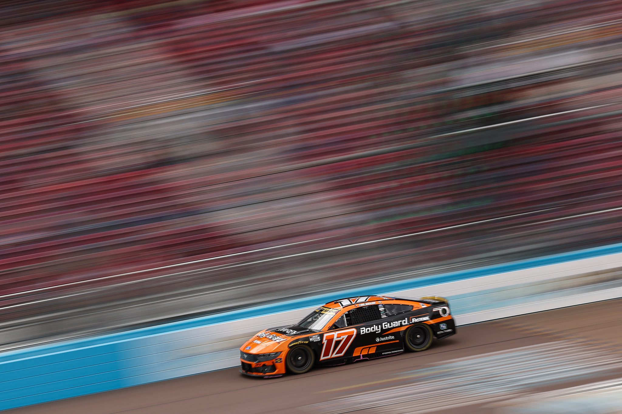 AVONDALE, ARIZONA - OCTOBER 17: Chris Buescher, driver of the #17 Body Guard by Fastenal Ford, drives during practice for the NASCAR Cup Series Freeway Insurance 500 at Phoenix Raceway on October 17, 2026 in Avondale, Arizona. (Photo by Meg Oliphant/Getty Images) | Getty Images