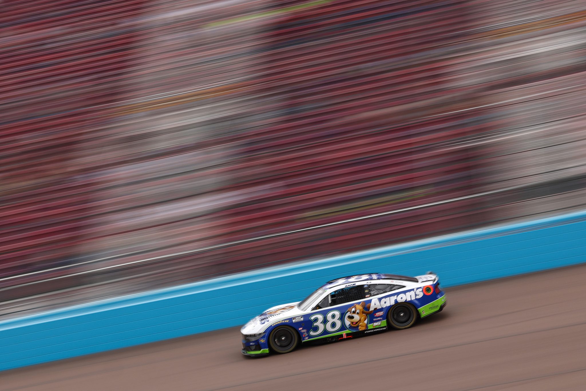 AVONDALE, ARIZONA - OCTOBER 17: Zane Smith, driver of the #38 Aaron's Rent To Own Ford, drives during practice for the NASCAR Cup Series Freeway Insurance 500 at Phoenix Raceway on October 17, 2026 in Avondale, Arizona. (Photo by Meg Oliphant/Getty Images) | Getty Images