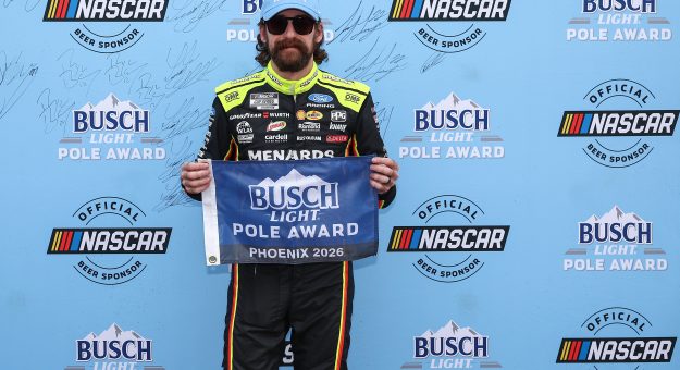 AVONDALE, ARIZONA - OCTOBER 17: Ryan Blaney, driver of the #12 Menards/RichmondWaterHeater Ford, poses for photos after winning the pole award during qualifying for the NASCAR Cup Series Freeway Insurance 500 at Phoenix Raceway on October 17, 2026 in Avondale, Arizona. (Photo by Meg Oliphant/Getty Images) | Getty Images