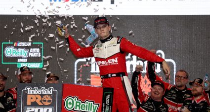 AVONDALE, ARIZONA - OCTOBER 17: Jesse Love, driver of the #2 Whelen Chevrolet, celebrates in victory lane after winning the NASCAR O'Reilly Auto Parts Series Timberland PRO 200 at Phoenix Raceway on October 17, 2026 in Avondale, Arizona. (Photo by Meg Oliphant/Getty Images) | Getty Images