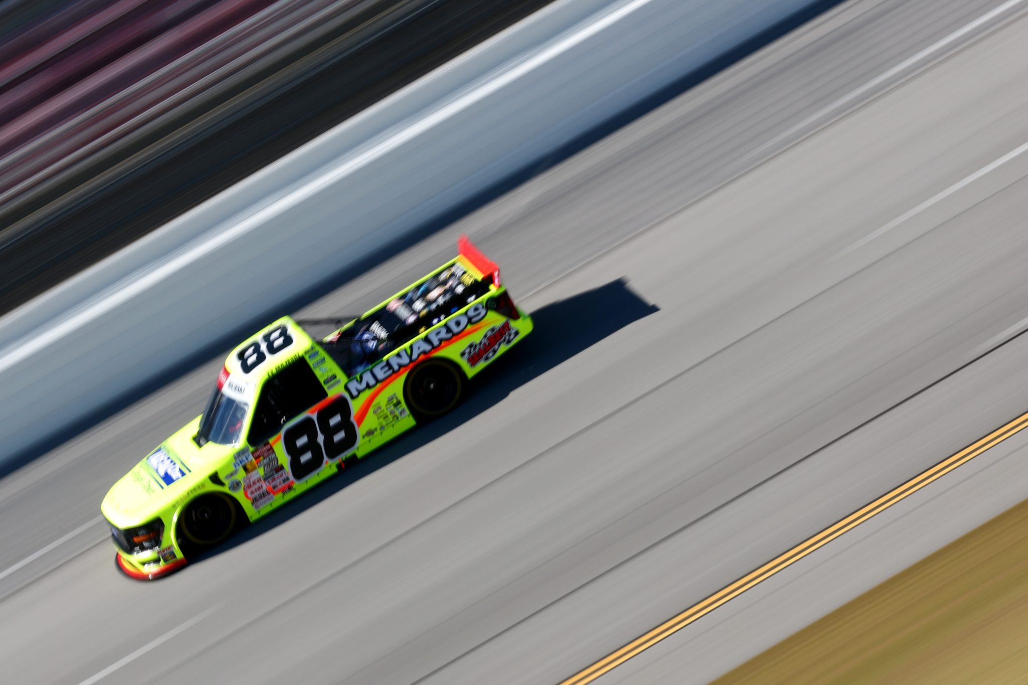 TALLADEGA, ALABAMA - OCTOBER 23: Ty Majeski, driver of the #88 Ideal Door/ Menards Ford, drives during the NASCAR Craftsman Truck Series Love's RV Stop 225 at Talladega Superspeedway on October 23, 2026 in Talladega, Alabama. (Photo by Karl Anderson/Getty Images) | Getty Images