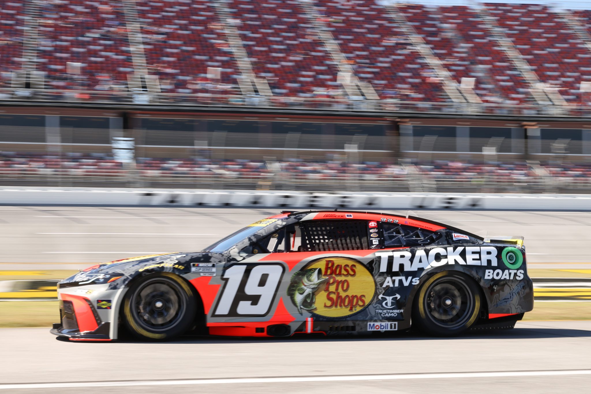 TALLADEGA, ALABAMA - OCTOBER 24: Chase Briscoe, driver of the #19 Bass Pro Shops Toyota, drives during qualifying for the NASCAR Cup Series YellaWood 500 at Talladega Superspeedway on October 24, 2026 in Talladega, Alabama. (Photo by Scott Taetsch/Getty Images) | Getty Images