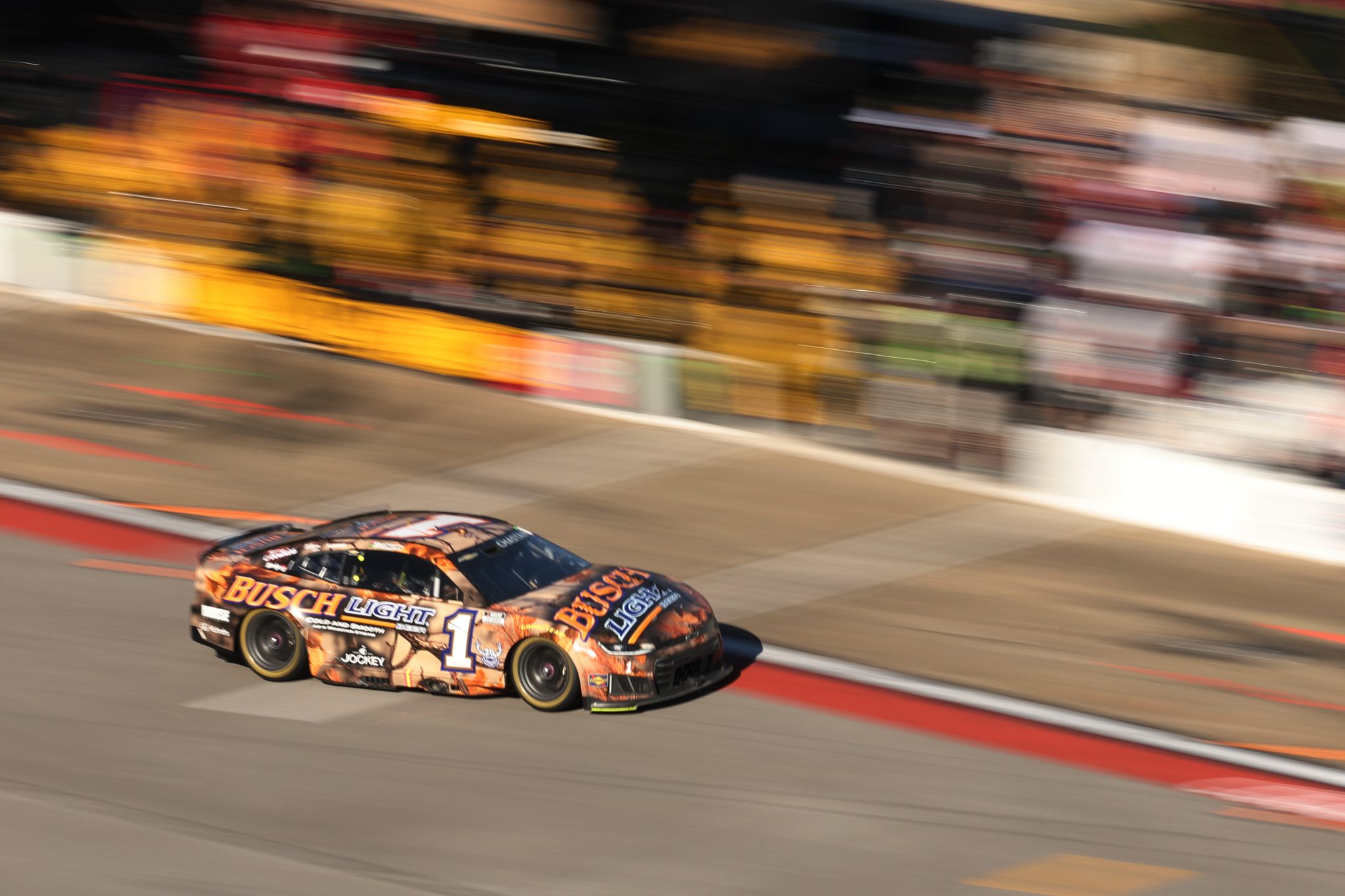 TALLADEGA, ALABAMA - OCTOBER 25: Ross Chastain, driver of the #1 Busch Light Hunting Chevrolet, pits during the NASCAR Cup Series YellaWood 500 at Talladega Superspeedway on October 25, 2026 in Talladega, Alabama. (Photo by Scott Taetsch/Getty Images) | Getty Images