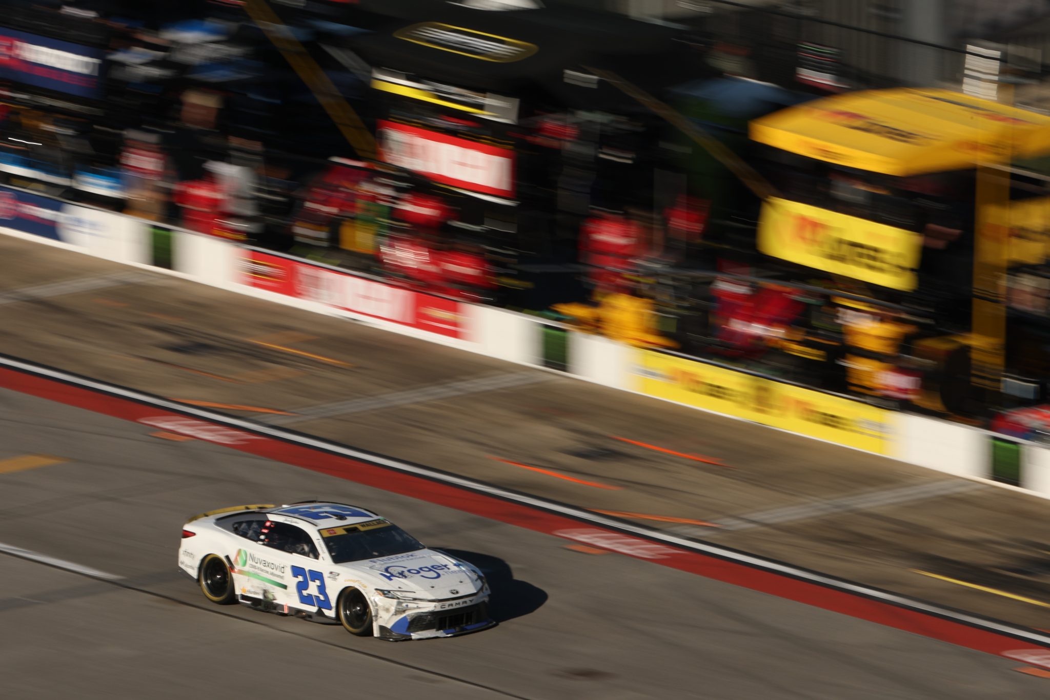 TALLADEGA, ALABAMA - OCTOBER 25: Bubba Wallace, driver of the #23 Kroger Health Toyota,pits during the NASCAR Cup Series YellaWood 500 at Talladega Superspeedway on October 25, 2026 in Talladega, Alabama. (Photo by Scott Taetsch/Getty Images) | Getty Images