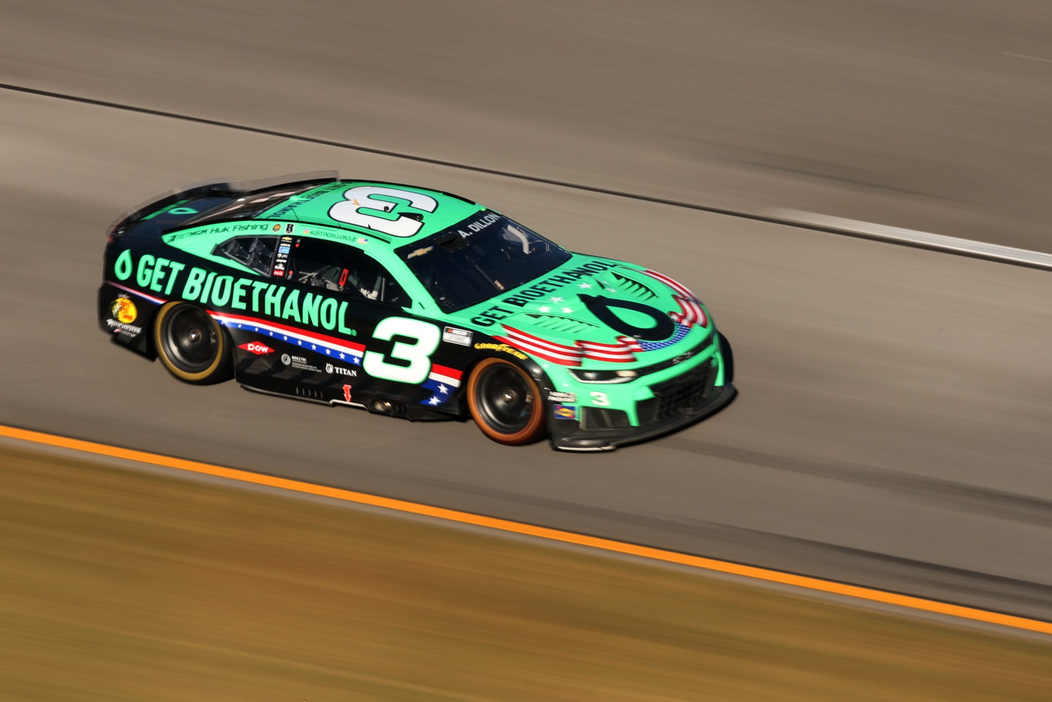 TALLADEGA, ALABAMA - OCTOBER 25: Austin Dillon, driver of the #3 Get Bioethanol Chevrolet, drives during the NASCAR Cup Series YellaWood 500 at Talladega Superspeedway on October 25, 2026 in Talladega, Alabama. (Photo by Scott Taetsch/Getty Images) | Getty Images