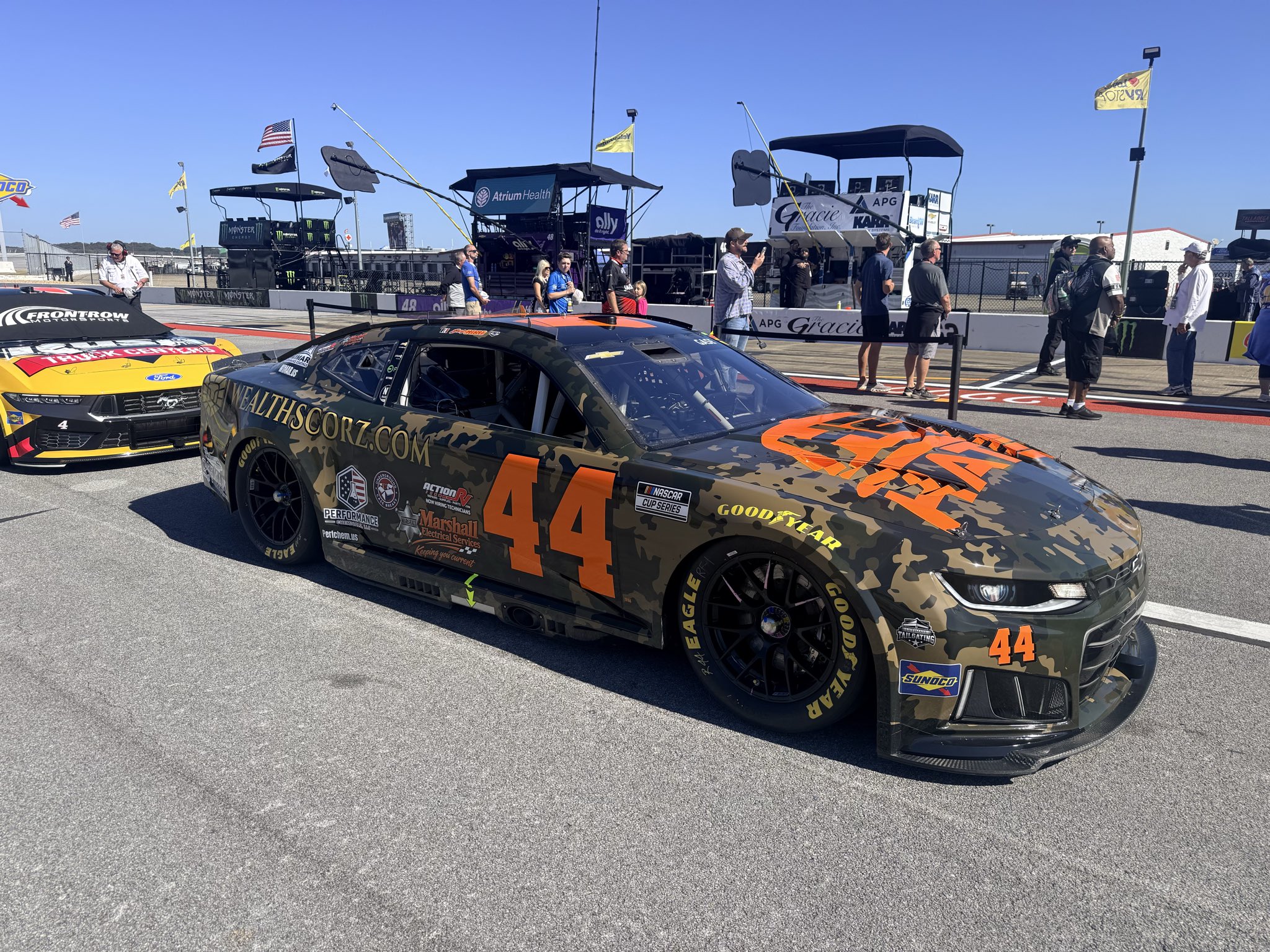 TALLADEGA, ALABAMA - OCTOBER 25: Joey Gase's, #44 NY Racing Team Chevrolet, prior to the NASCAR Cup Series YellaWood 500 at Talladega Superspeedway on October 25, 2026 in Talladega, Alabama. (Photo from Joey Gase)