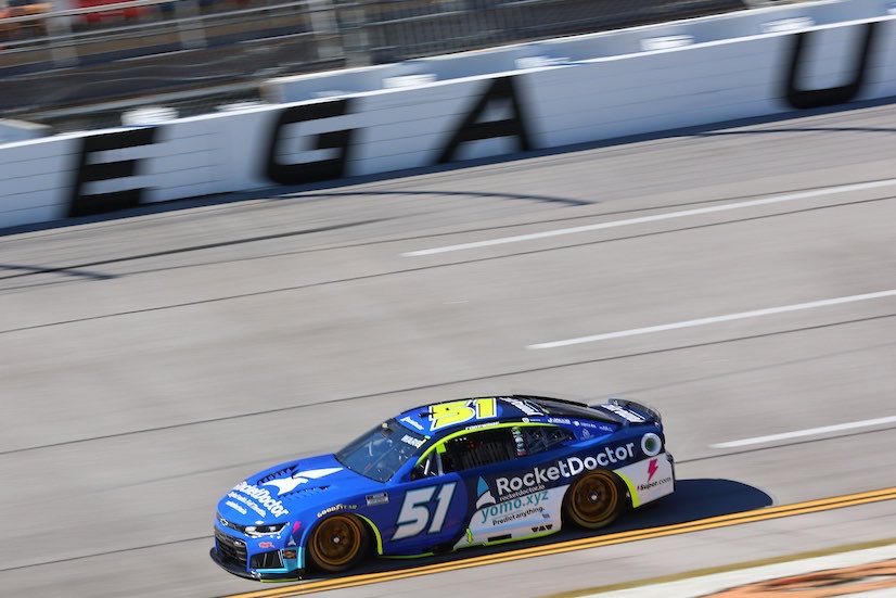 TALLADEGA, ALABAMA - OCTOBER 24: Cody Ware, driver of the #51 Rocket Doctor Chevrolet, drives during qualifying for the NASCAR Cup Series YellaWood 500 at Talladega Superspeedway on October 24, 2026 in Talladega, Alabama. (Photo from Rick Ware Racing)