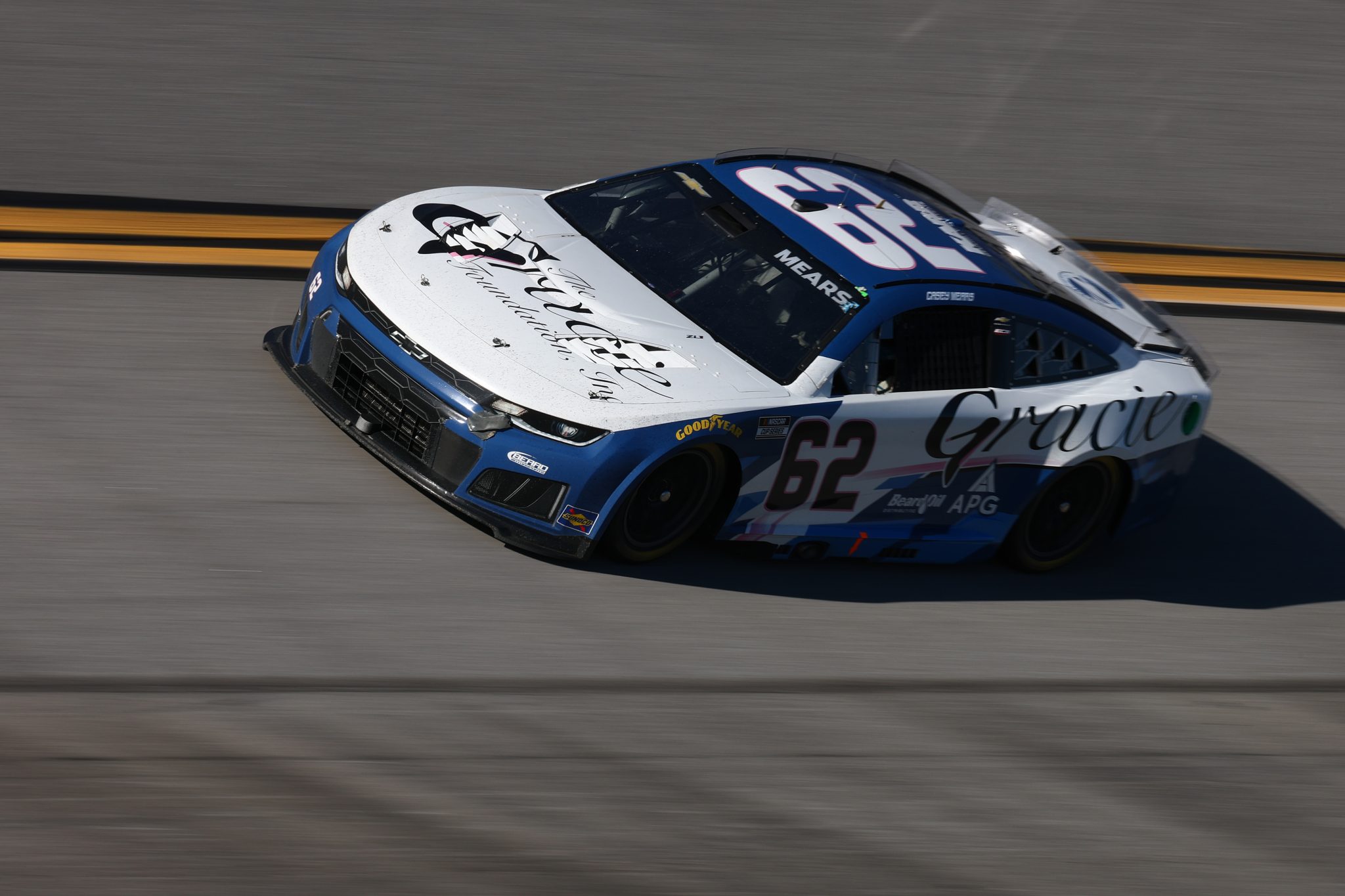 TALLADEGA, ALABAMA - OCTOBER 25: Casey Mears, driver of the #62 The Gracie Foundation Chevrolet, drives during the NASCAR Cup Series YellaWood 500 at Talladega Superspeedway on October 25, 2026 in Talladega, Alabama. (Photo by Karl Anderson/Getty Images) | Getty Images