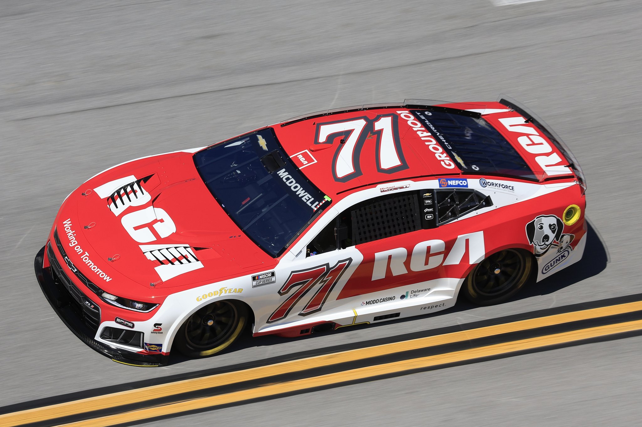 TALLADEGA, ALABAMA - OCTOBER 25: Michael McDowell, driver of the #71 RCA Chevrolet, drives during the NASCAR Cup Series YellaWood 500 at Talladega Superspeedway on October 25, 2026 in Talladega, Alabama. (Photo from Xfinity Racing)