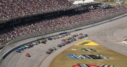 TALLADEGA, ALABAMA - OCTOBER 25:  A general view of racing during the NASCAR Cup Series YellaWood 500 at Talladega Superspeedway on October 25, 2026 in Talladega, Alabama. (Photo by Scott Taetsch/Getty Images) | Getty Images