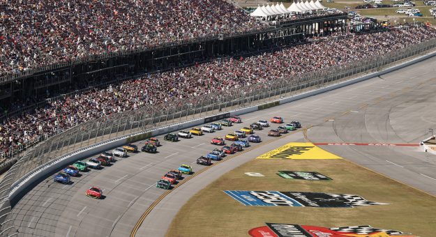 TALLADEGA, ALABAMA - OCTOBER 25:  A general view of racing during the NASCAR Cup Series YellaWood 500 at Talladega Superspeedway on October 25, 2026 in Talladega, Alabama. (Photo by Scott Taetsch/Getty Images) | Getty Images