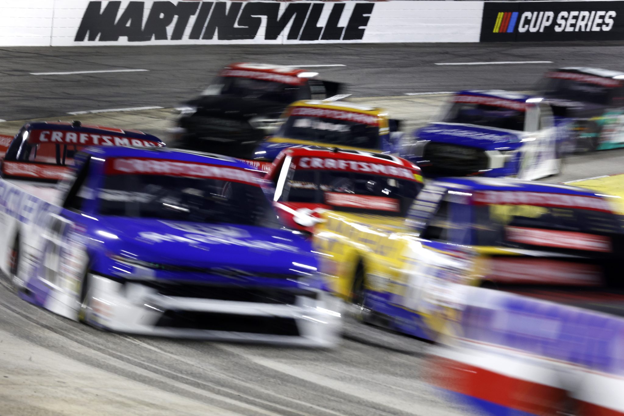 MARTINSVILLE, VIRGINIA - MARCH 28: A general view of racing during the NASCAR Craftsman Truck Series Boys & Girls Club of the Blue Ridge 200 at Martinsville Speedway on March 28, 2025 in Martinsville, Virginia. (Photo by Logan Riely/Getty Images) | Getty Images