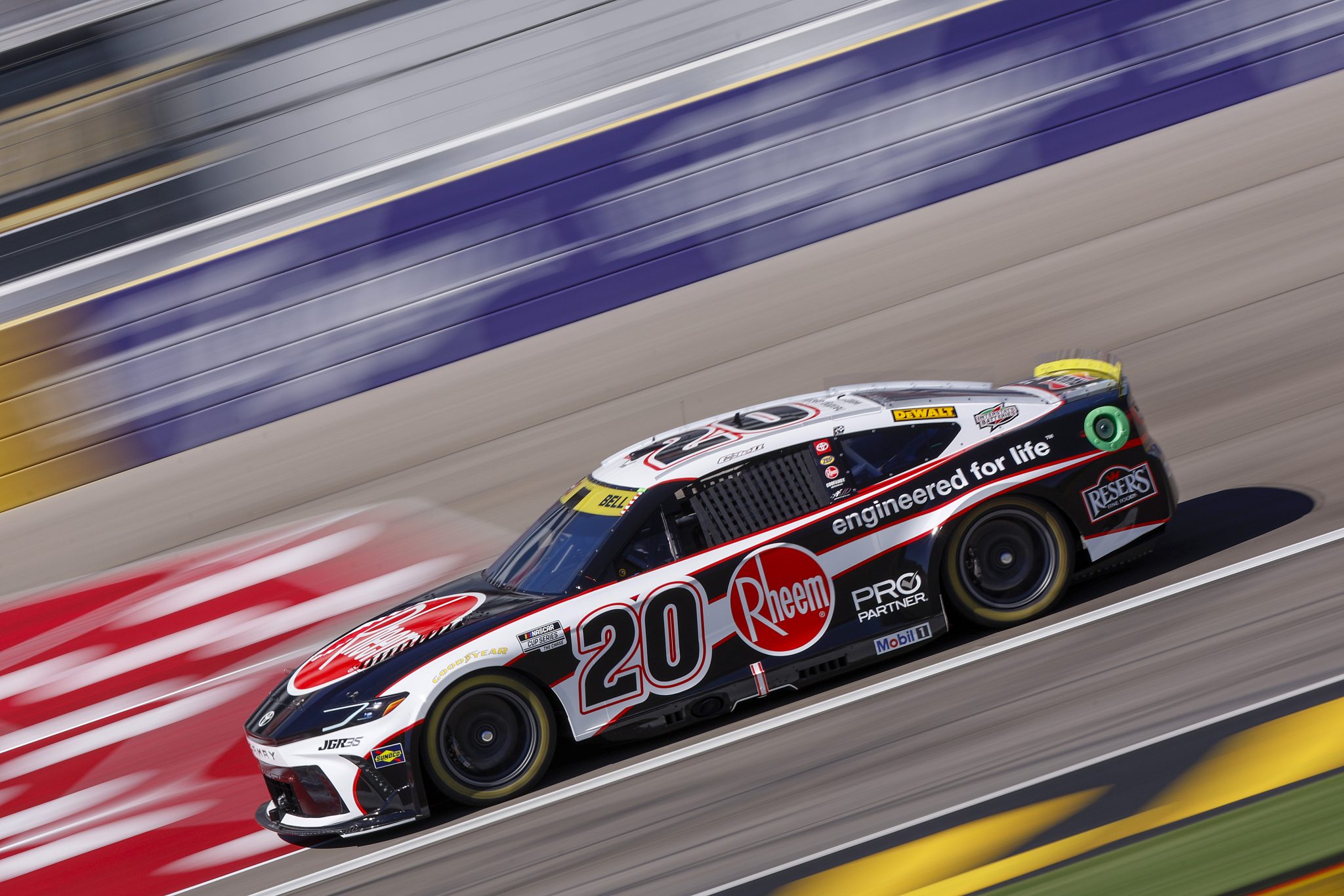LAS VEGAS, NEVADA - OCTOBER 03: Christopher Bell, driver of the #20 Rheem Toyota, drives during practice for the NASCAR Cup Series South Point 400 at Las Vegas Motor Speedway on October 03, 2026 in Las Vegas, Nevada. (Photo by Sean Gardner/Getty Images) | Getty Images