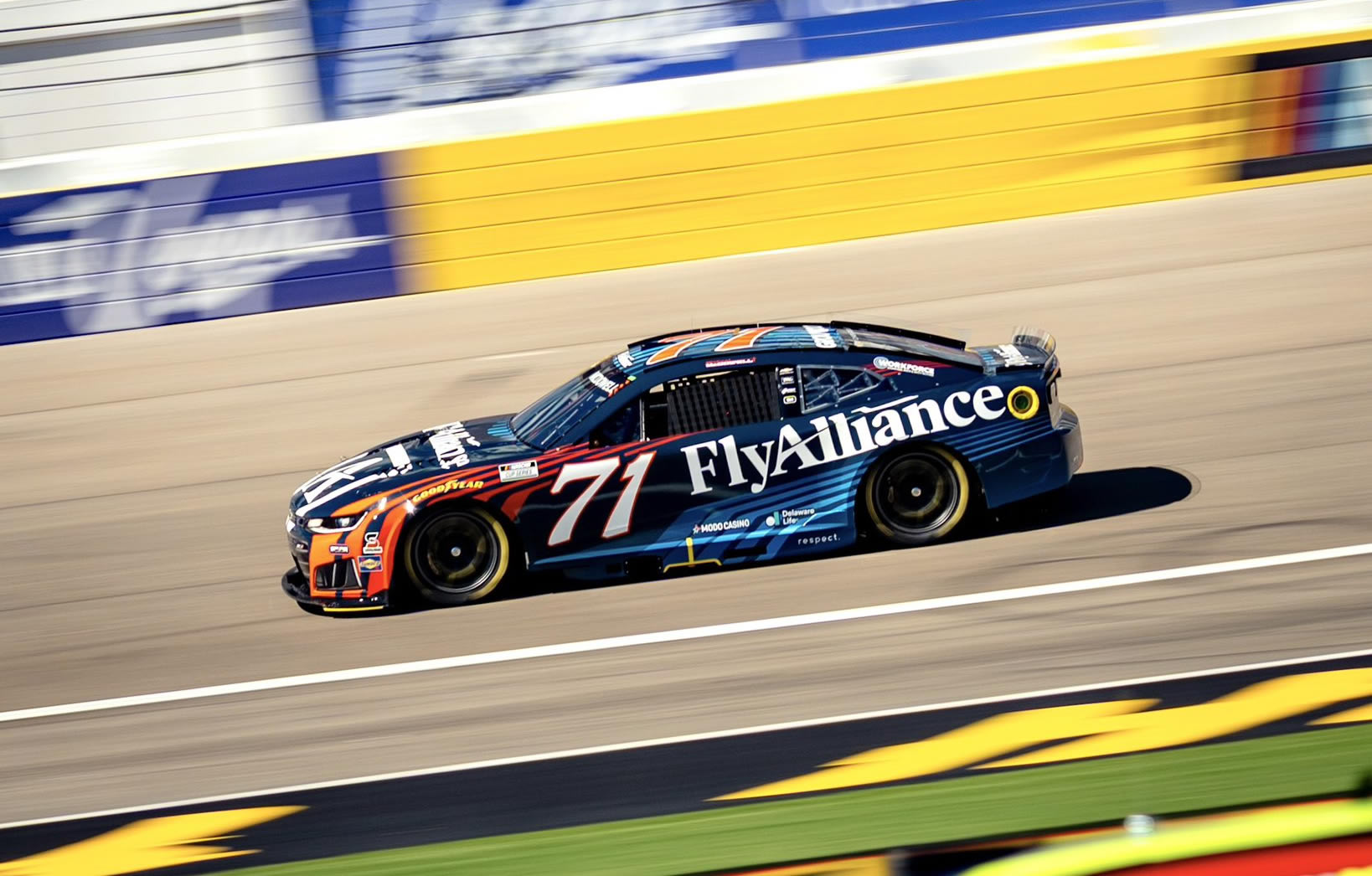 LAS VEGAS, NEVADA - OCTOBER 03: Michael McDowell, driver of the #71 Fly Alliance Chevrolet, drives during practice for the NASCAR Cup Series South Point 400 at Las Vegas Motor Speedway on October 03, 2026 in Las Vegas, Nevada. (Photo from Spire Motorsports)