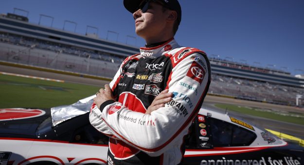 LAS VEGAS, NEVADA - OCTOBER 03: Christopher Bell, driver of the #20 Rheem Toyota, looks on during qualifying for the NASCAR Cup Series South Point 400 at Las Vegas Motor Speedway on October 03, 2026 in Las Vegas, Nevada. (Photo by Sean Gardner/Getty Images) | Getty Images