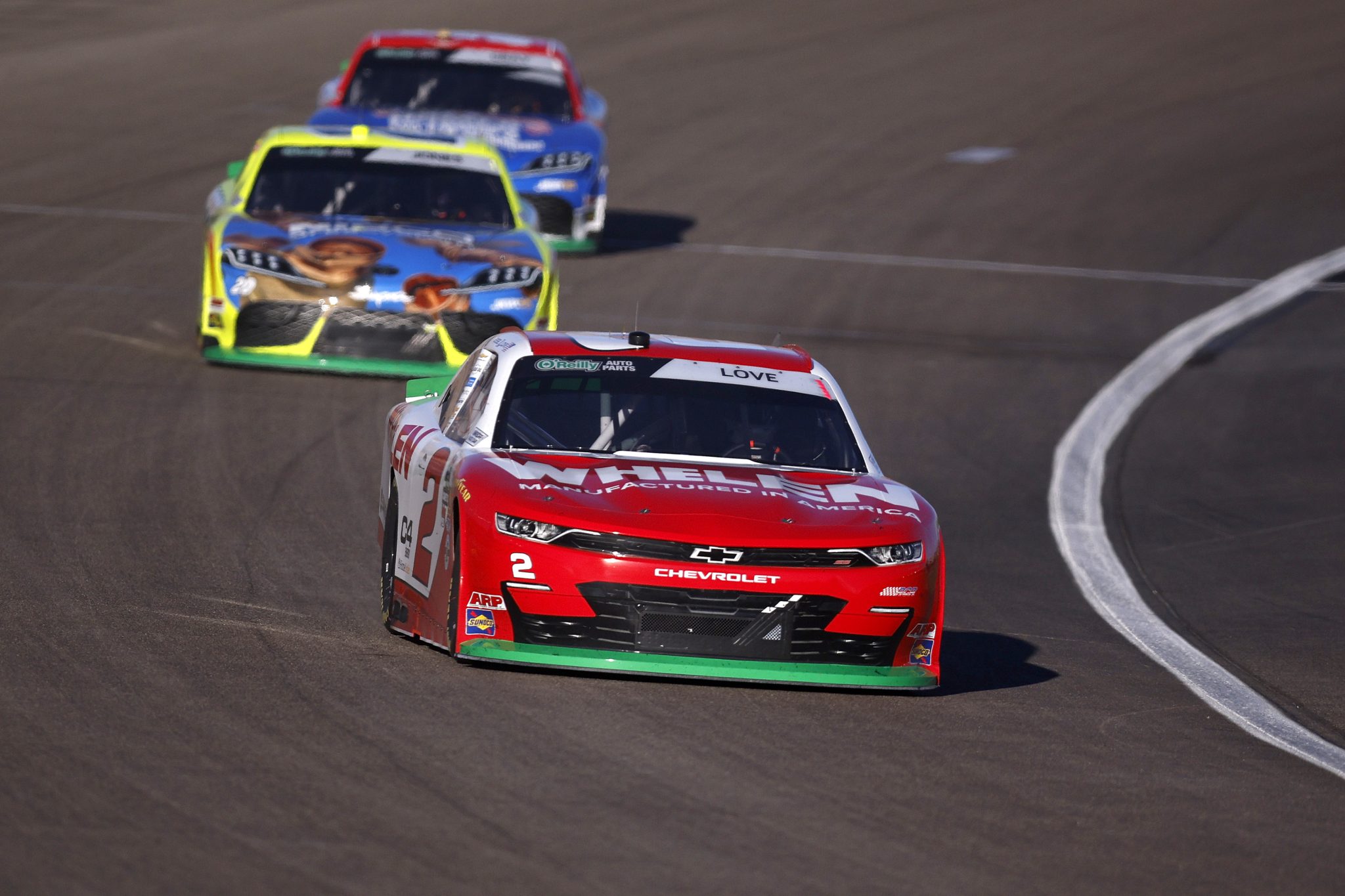 LAS VEGAS, NEVADA - OCTOBER 03: Jesse Love, driver of the #2 Whelen Chevrolet, drives during the NASCAR O'Reilly Auto Parts Series Focused Health 302 at Las Vegas Motor Speedway on October 03, 2026 in Las Vegas, Nevada. (Photo by Sean Gardner/Getty Images) | Getty Images