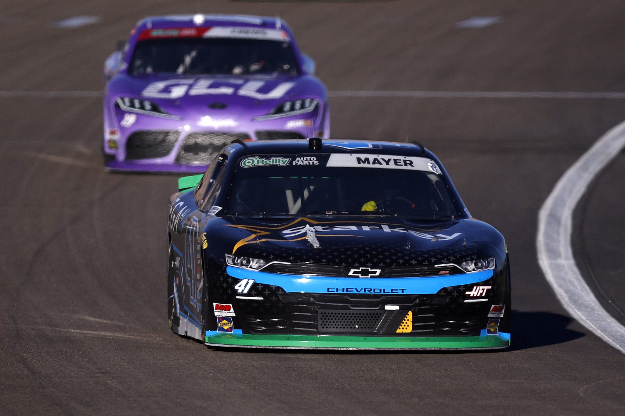 LAS VEGAS, NEVADA - OCTOBER 03: Sam Mayer, driver of the #41 Starkey Omega A.I. + Chevrolet, drives during the NASCAR O'Reilly Auto Parts Series Focused Health 302 at Las Vegas Motor Speedway on October 03, 2026 in Las Vegas, Nevada. (Photo by Sean Gardner/Getty Images) | Getty Images
