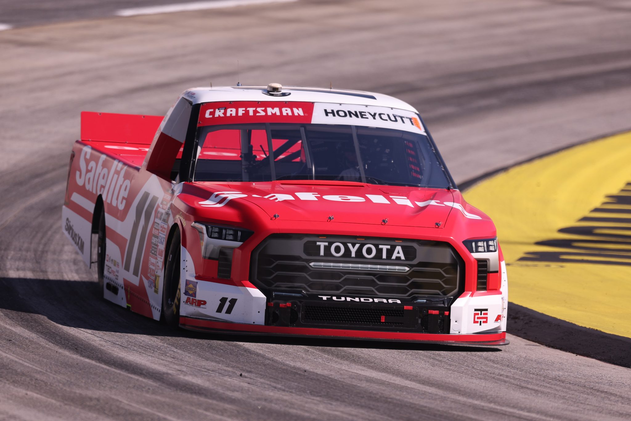 MARTINSVILLE, VIRGINIA - OCTOBER 30: Kaden Honeycutt, driver of the #11 Safelite Toyota, practices for the NASCAR Craftsman Truck Series Black's Tire 200 presented by Down East Heating & Air Conditioning at Martinsville Speedway on October 30, 2026 in Martinsville, Virginia. (Photo by David Jensen/Getty Images) | Getty Images