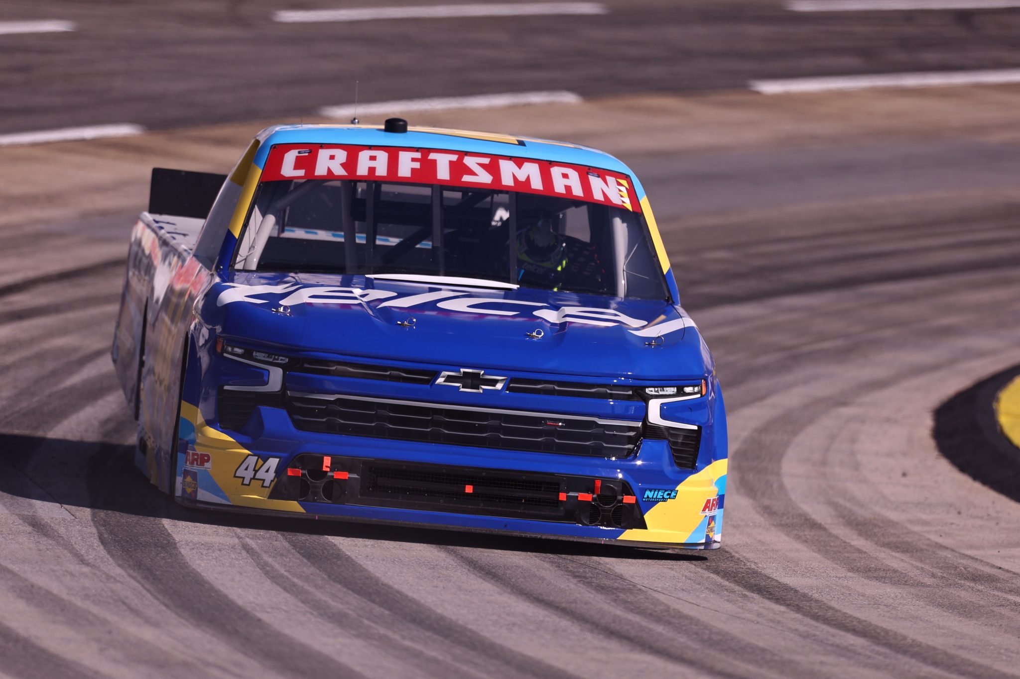MARTINSVILLE, VIRGINIA - OCTOBER 30: Andres Perez De Lara, driver of the #44 Telcel Chevrolet, practices for the NASCAR Craftsman Truck Series Black's Tire 200 presented by Down East Heating & Air Conditioning at Martinsville Speedway on October 30, 2026 in Martinsville, Virginia. (Photo by David Jensen/Getty Images) | Getty Images