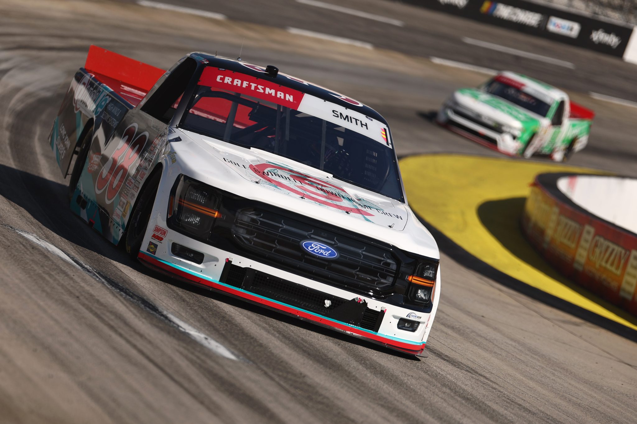 MARTINSVILLE, VIRGINIA - OCTOBER 30: Chandler Smith, driver of the #38 QuickTie/Cole Swindell Ford, practices for the NASCAR Craftsman Truck Series Black's Tire 200 presented by Down East Heating & Air Conditioning at Martinsville Speedway on October 30, 2026 in Martinsville, Virginia. (Photo by Meg Oliphant/Getty Images) | Getty Images