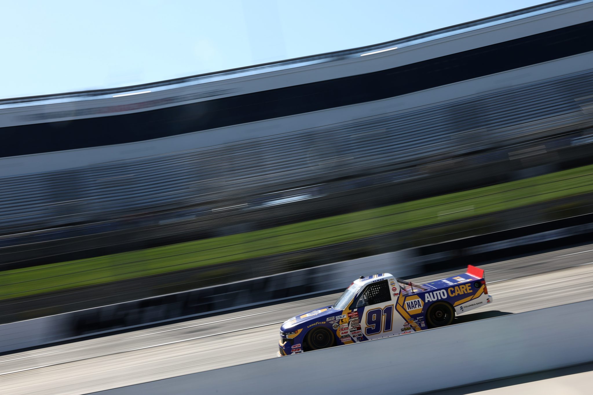 MARTINSVILLE, VIRGINIA - OCTOBER 30: Christian Eckes, driver of the #91 NAPA Auto Care Chevrolet, practices for the NASCAR Craftsman Truck Series Black's Tire 200 presented by Down East Heating & Air Conditioning at Martinsville Speedway on October 30, 2026 in Martinsville, Virginia. (Photo by Meg Oliphant/Getty Images) | Getty Images
