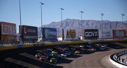 LAS VEGAS, NEVADA - OCTOBER 04: A general view of racing during the NASCAR Cup Series South Point 400 at Las Vegas Motor Speedway on October 04, 2026 in Las Vegas, Nevada. (Photo by Chris Graythen/Getty Images) | Getty Images