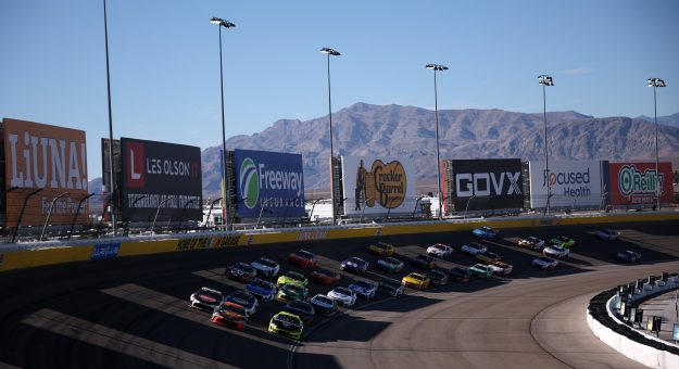 LAS VEGAS, NEVADA - OCTOBER 04: A general view of racing during the NASCAR Cup Series South Point 400 at Las Vegas Motor Speedway on October 04, 2026 in Las Vegas, Nevada. (Photo by Chris Graythen/Getty Images) | Getty Images