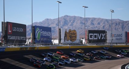 LAS VEGAS, NEVADA - OCTOBER 04: A general view of racing during the NASCAR Cup Series South Point 400 at Las Vegas Motor Speedway on October 04, 2026 in Las Vegas, Nevada. (Photo by Chris Graythen/Getty Images) | Getty Images