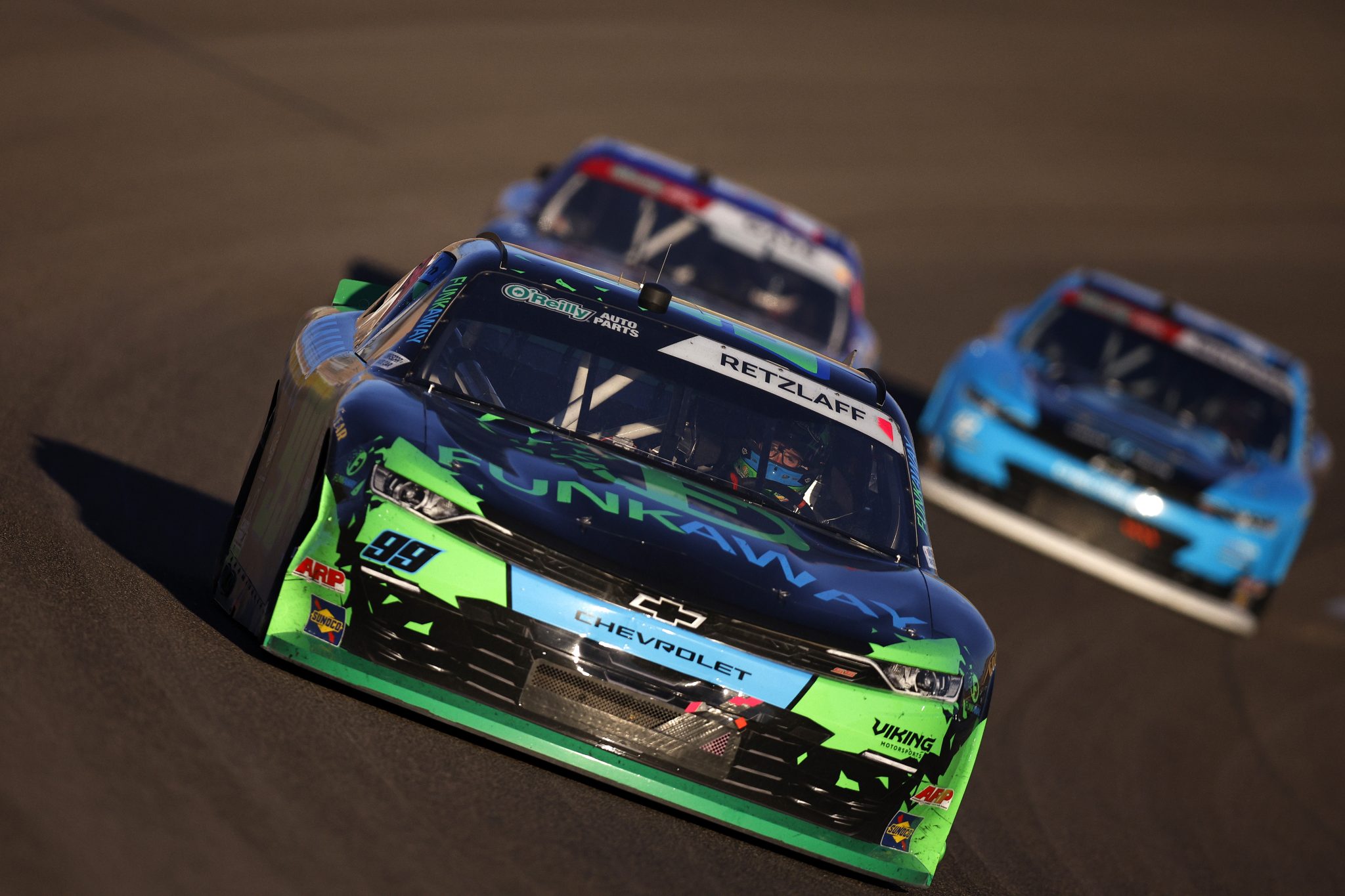 LAS VEGAS, NEVADA - OCTOBER 03: Parker Retzlaff, driver of the #99 Funkaway Chevrolet, drives during the NASCAR O'Reilly Auto Parts Series Focused Health 302 at Las Vegas Motor Speedway on October 03, 2026 in Las Vegas, Nevada. (Photo by Sean Gardner/Getty Images) | Getty Images