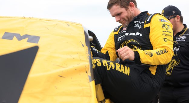 INDIANAPOLIS, INDIANA - JULY 24: Conor Daly, driver of the #25 RAM RAM, enters his truck during qualifying for the NASCAR Craftsman Truck Series TSport 200 at Lucas Oil Indianapolis Raceway Park on July 24, 2026 in Indianapolis, Indiana. (Photo by Justin Casterline/Getty Images) | Getty Images