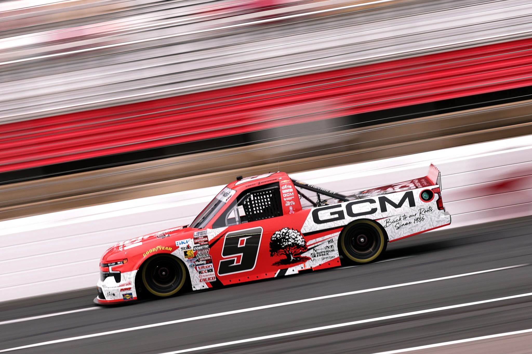 CONCORD, NORTH CAROLINA - OCTOBER 09: Grant Enfinger, driver of the #9 Grant County Mulch Chevrolet, drives during practice for the NASCAR Craftsman Truck Series Ecosave 200 at Charlotte Motor Speedway on October 09, 2026 in Concord, North Carolina. (Photo by David Jensen/Getty Images) | Getty Images