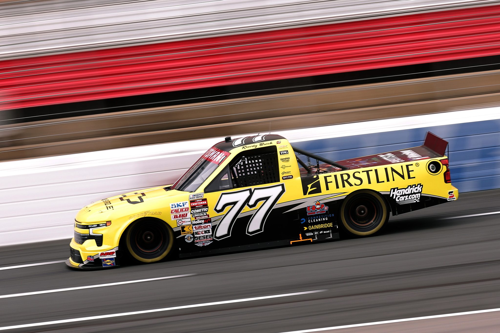 CONCORD, NORTH CAROLINA - OCTOBER 09: Rajah Caruth, driver of the #77 Chevrolet Chevrolet, drives , driver of the #77 Chevrolet Chevrolet, drives during practice for the NASCAR Craftsman Truck Series Ecosave 200 at Charlotte Motor Speedway on October 09, 2026 in Concord, North Carolina. (Photo by David Jensen/Getty Images) | Getty Images