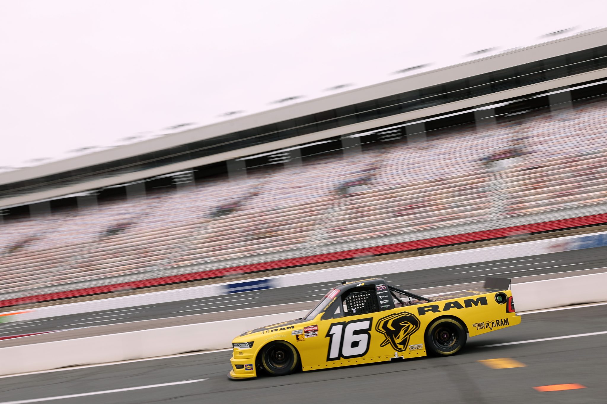 CONCORD, NORTH CAROLINA - OCTOBER 09: Justin Haley, driver of the #16 RAM RAM, drives during practice for the NASCAR Craftsman Truck Series Ecosave 200 at Charlotte Motor Speedway on October 09, 2026 in Concord, North Carolina. (Photo by David Jensen/Getty Images) | Getty Images