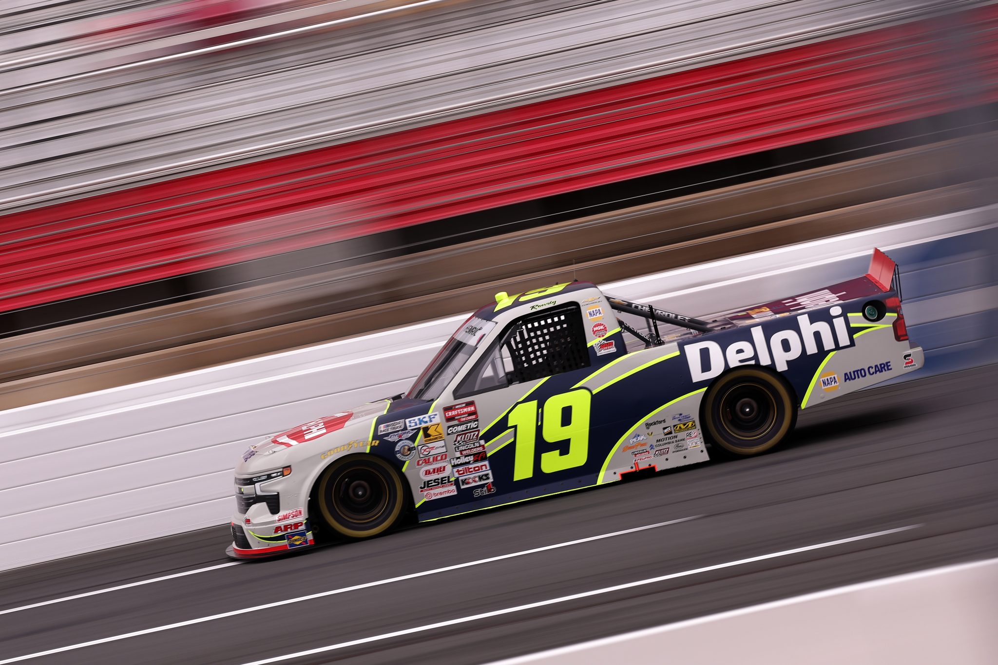 CONCORD, NORTH CAROLINA - OCTOBER 09: Daniel Hemric, driver of the #19 Delphi Chevrolet, drives during practice for the NASCAR Craftsman Truck Series Ecosave 200 at Charlotte Motor Speedway on October 09, 2026 in Concord, North Carolina. (Photo by David Jensen/Getty Images) | Getty Images