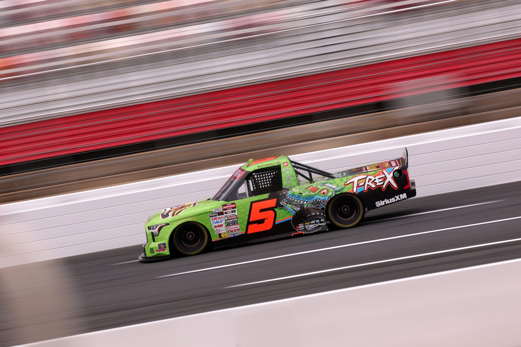 CONCORD, NORTH CAROLINA - OCTOBER 09: Bayley Currey, driver of the #5 Monster Truck Wars Toyota, drives during practice for the NASCAR Craftsman Truck Series Ecosave 200 at Charlotte Motor Speedway on October 09, 2026 in Concord, North Carolina. (Photo by David Jensen/Getty Images) | Getty Images