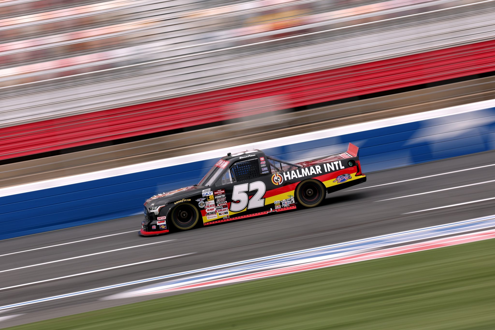 CONCORD, NORTH CAROLINA - OCTOBER 09: Stewart Friesen, driver of the #52 Halmar International Toyota, drives during practice for the NASCAR Craftsman Truck Series Ecosave 200 at Charlotte Motor Speedway on October 09, 2026 in Concord, North Carolina. (Photo by David Jensen/Getty Images) | Getty Images
