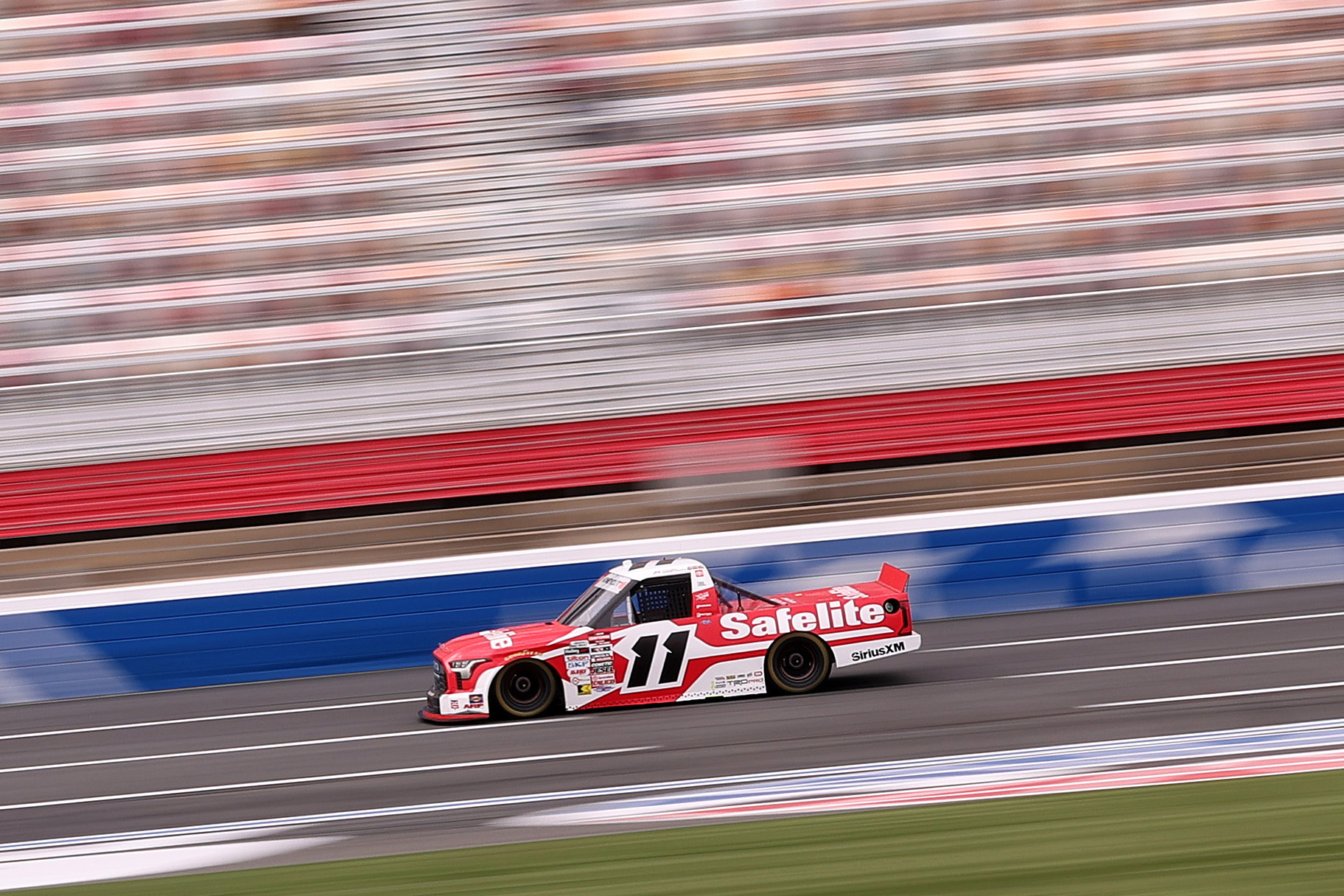 CONCORD, NORTH CAROLINA - OCTOBER 09: Kaden Honeycutt, driver of the #11 Safelite Toyota, drives during practice for the NASCAR Craftsman Truck Series Ecosave 200 at Charlotte Motor Speedway on October 09, 2026 in Concord, North Carolina. (Photo by David Jensen/Getty Images) | Getty Images