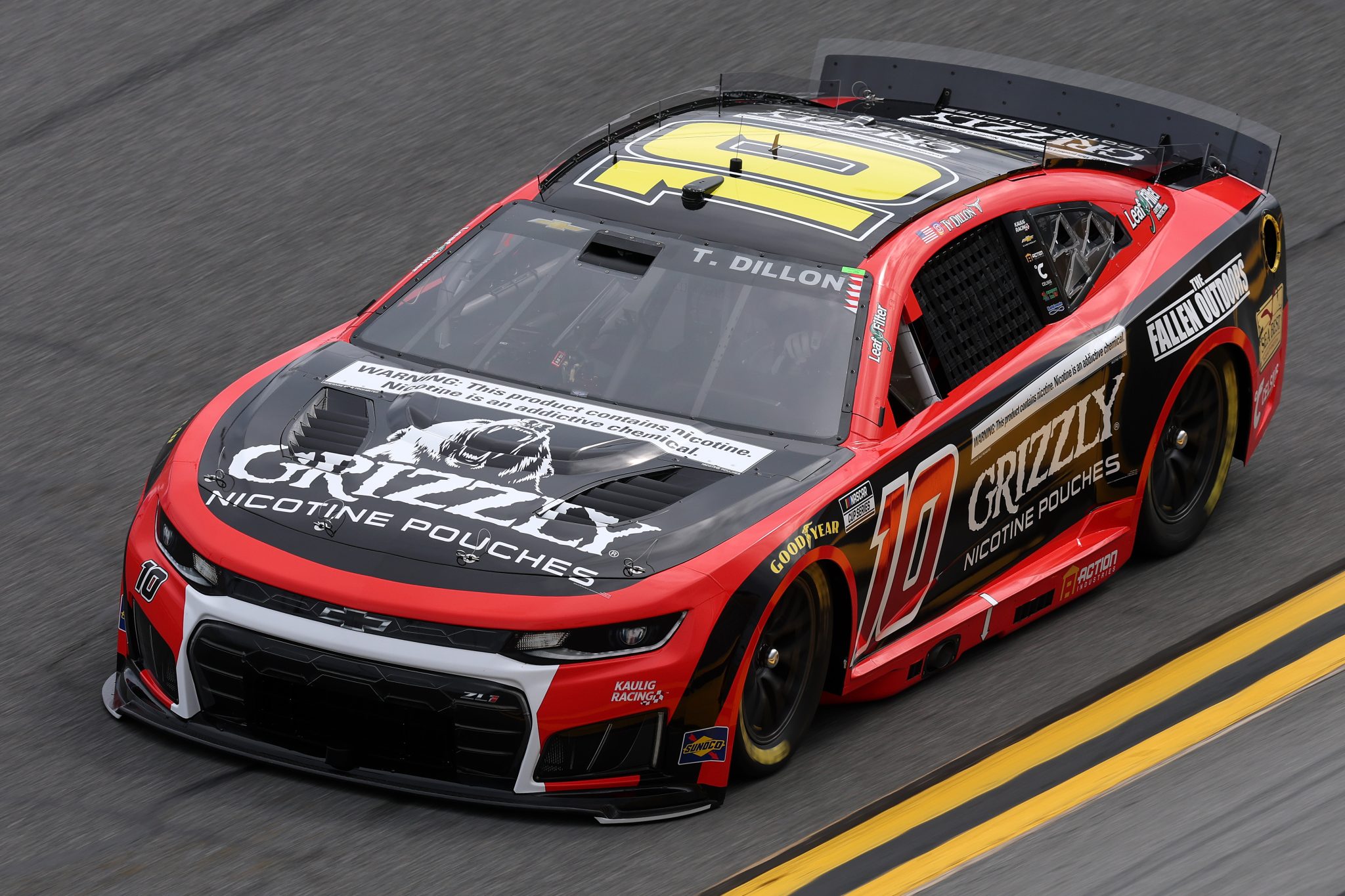 DAYTONA BEACH, FLORIDA - FEBRUARY 11: Ty Dillon, driver of the #10 Grizzly Nicotine Pouches Chevrolet, drives during practice for the NASCAR Cup Series Daytona 500 at Daytona International Speedway on February 11, 2026 in Daytona Beach, Florida. (Photo by Chris Graythen/Getty Images) | Getty Images