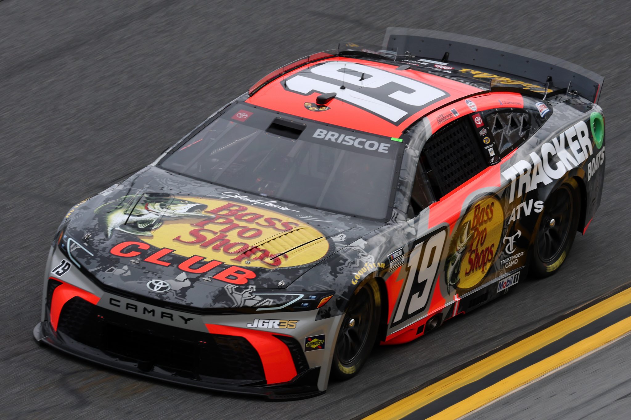 DAYTONA BEACH, FLORIDA - FEBRUARY 11: Chase Briscoe, driver of the #19 Bass Pro Shops Toyota, drives during practice for the NASCAR Cup Series Daytona 500 at Daytona International Speedway on February 11, 2026 in Daytona Beach, Florida. (Photo by Chris Graythen/Getty Images) | Getty Images