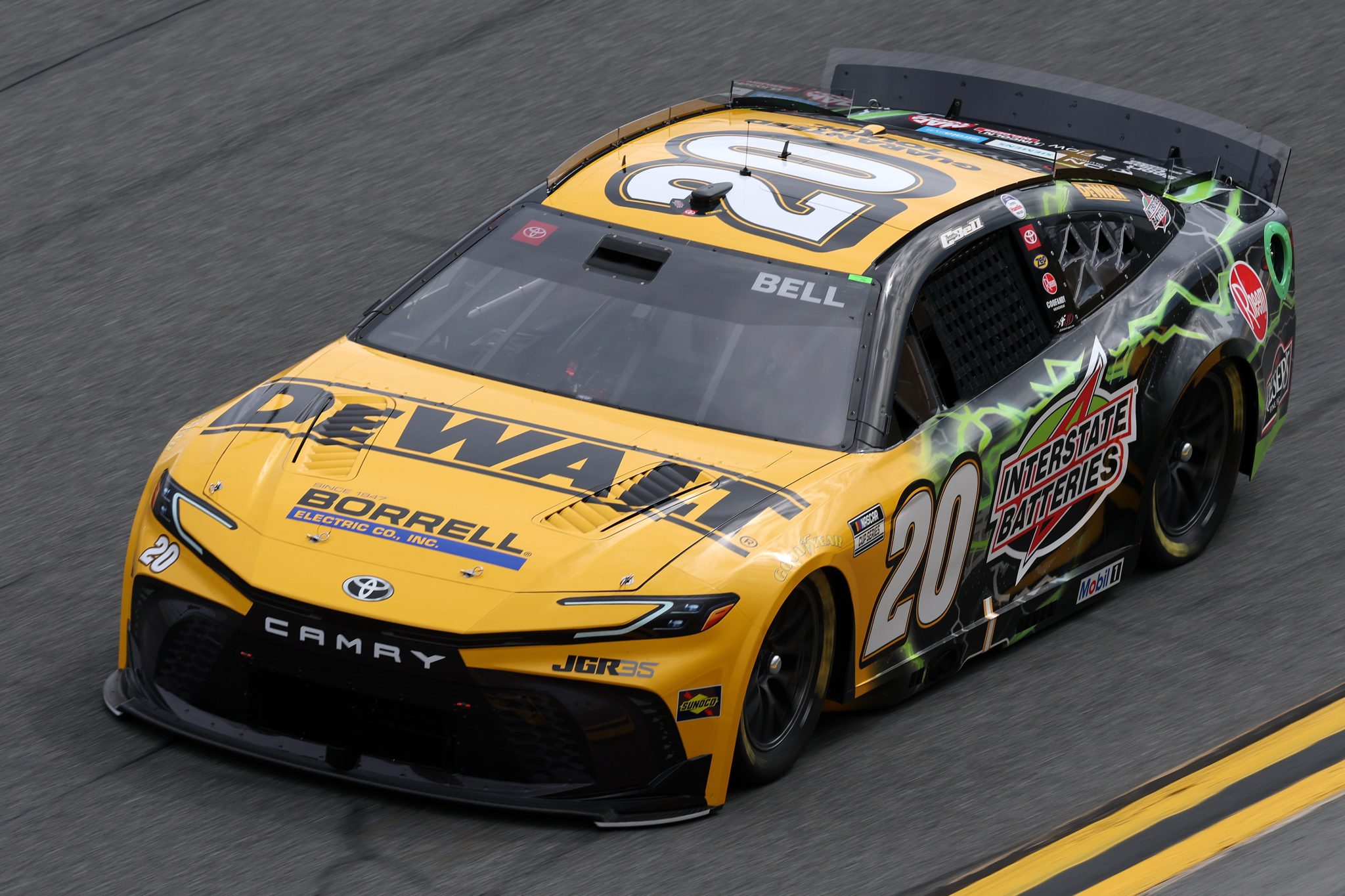 DAYTONA BEACH, FLORIDA - FEBRUARY 11: Christopher Bell, driver of the #20 DEWALT/Interstate Batteries Toyota, drives during practice for the NASCAR Cup Series Daytona 500 at Daytona International Speedway on February 11, 2026 in Daytona Beach, Florida. (Photo by Chris Graythen/Getty Images) | Getty Images