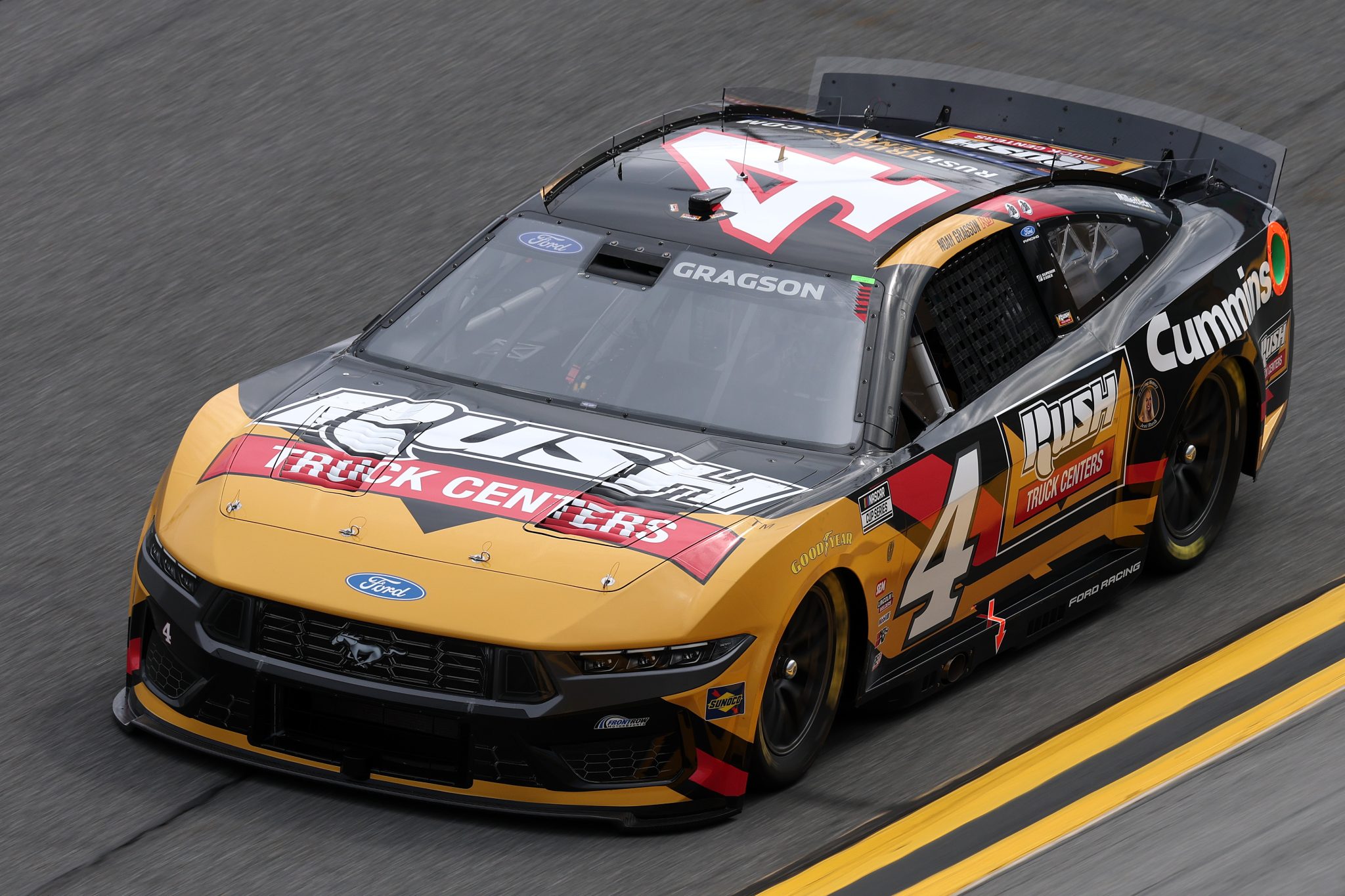 DAYTONA BEACH, FLORIDA - FEBRUARY 11: Noah Gragson, driver of the #4 Rush Truck Centers Ford, drives during practice for the NASCAR Cup Series Daytona 500 at Daytona International Speedway on February 11, 2026 in Daytona Beach, Florida. (Photo by Chris Graythen/Getty Images) | Getty Images
